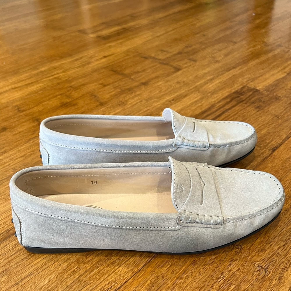 TODโS CITY GOMMINO DRIVING SHOES IN SUEDE - light grayish taupe color size 39 - Picture 7 of 16